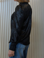 Metallic Button Down Blouse