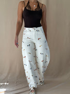 Denim Puppy Print Pants