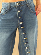 High-waist Button Barrel Jean
