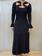 Rhinestone Cutout Maxi Dress