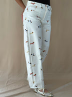 Denim Puppy Print Pants