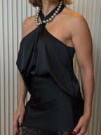 Halter Top with Silver Beads