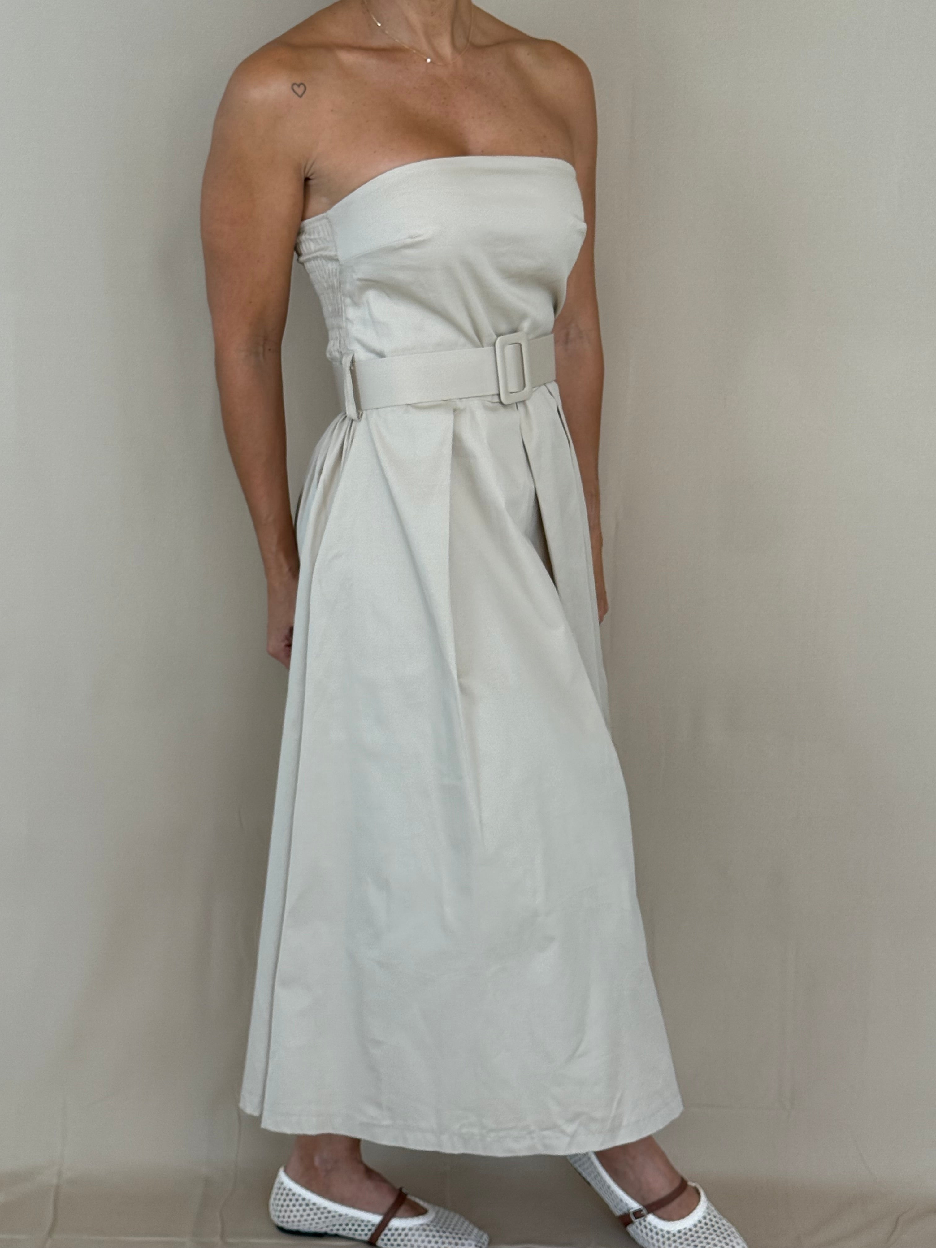 ONE SIZE Strapless Belted Midi Dress
