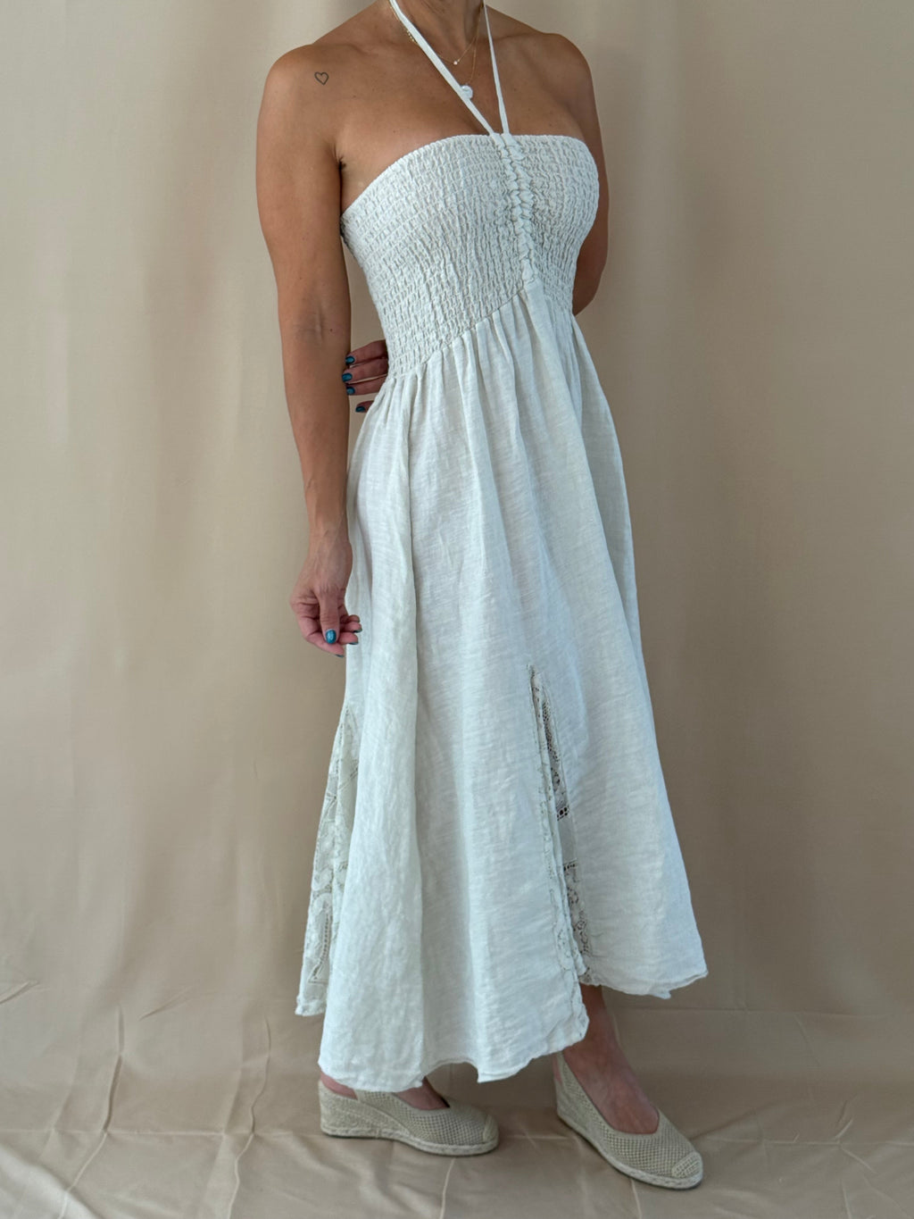 Ivory Grace Linen Dress