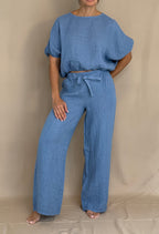 Dusty Blue Linen Lounge Set