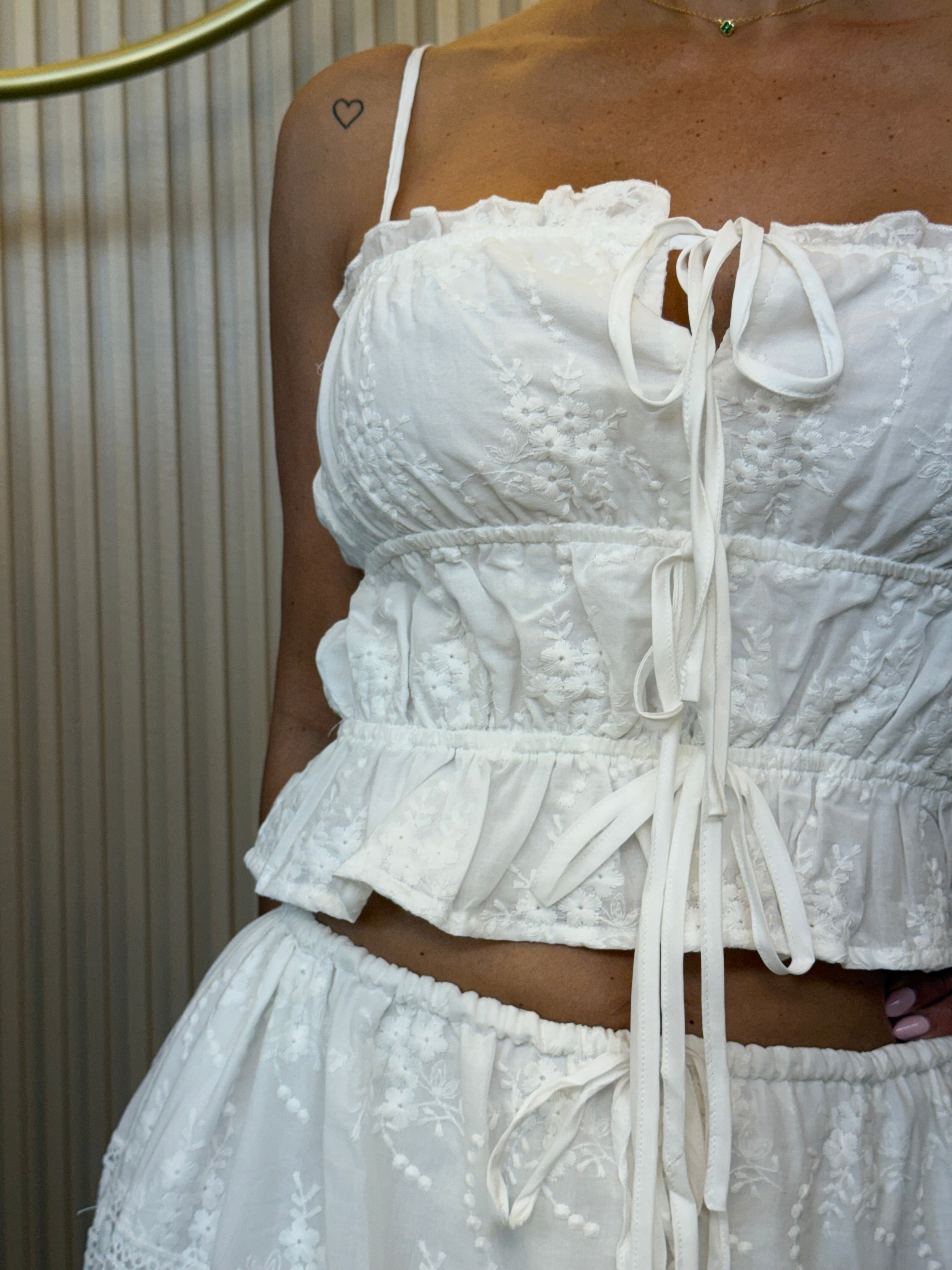 Embroidered White Set