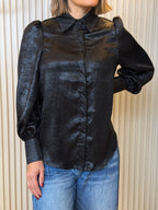 Metallic Button Down Blouse