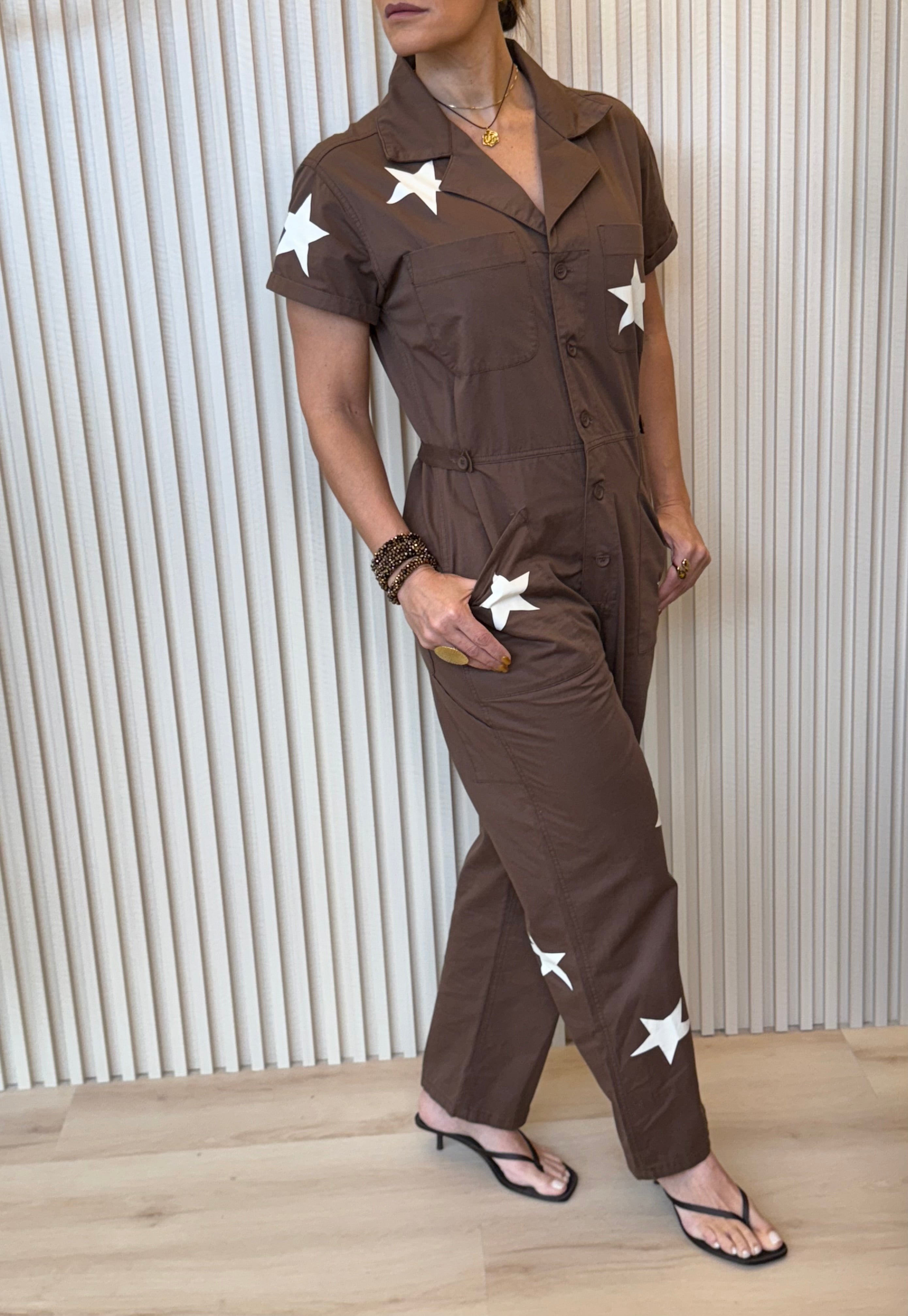 Brown Star Romper