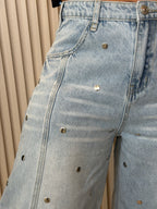 Studded Barrel Denim Pants