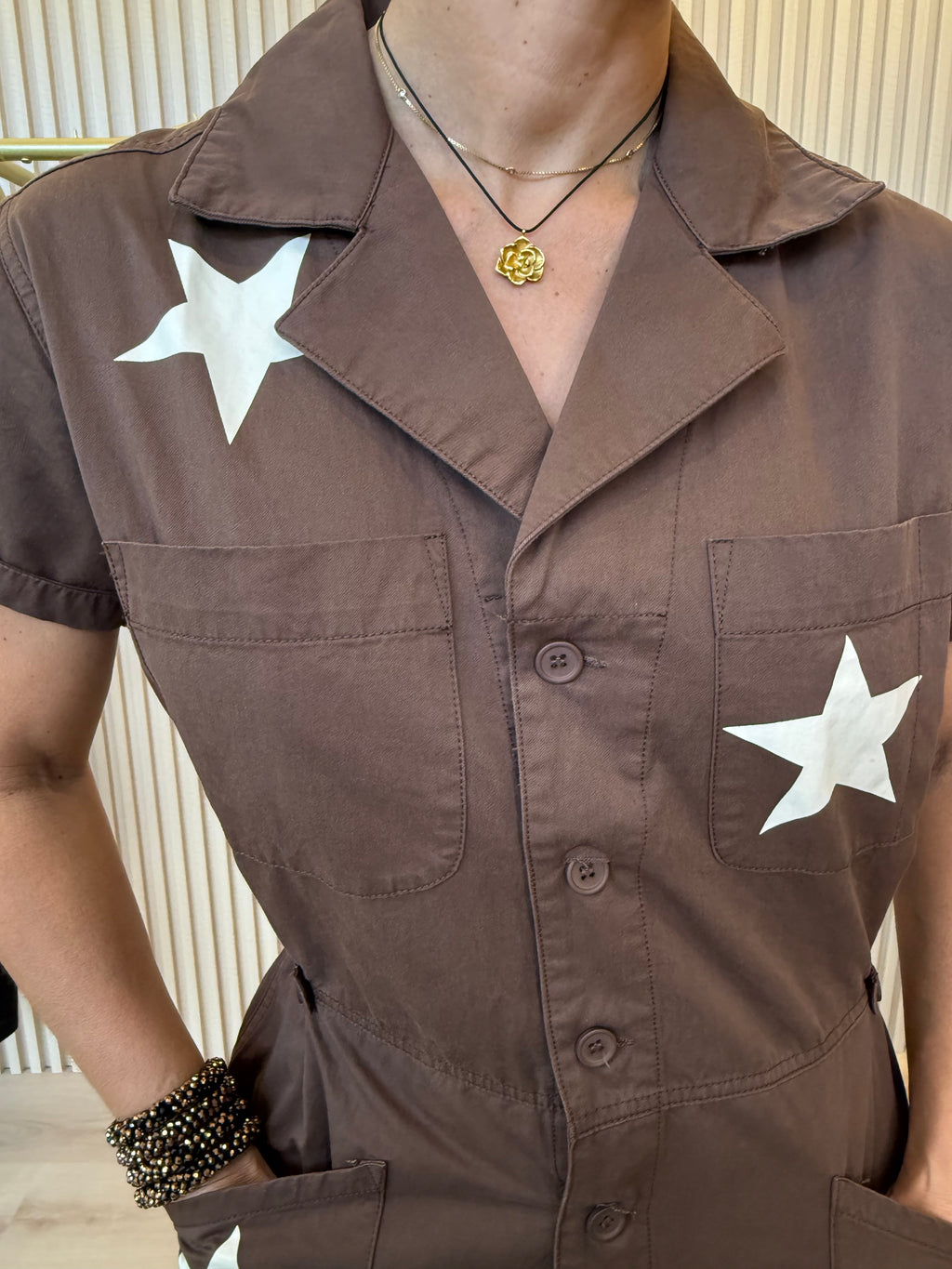 Brown Star Romper