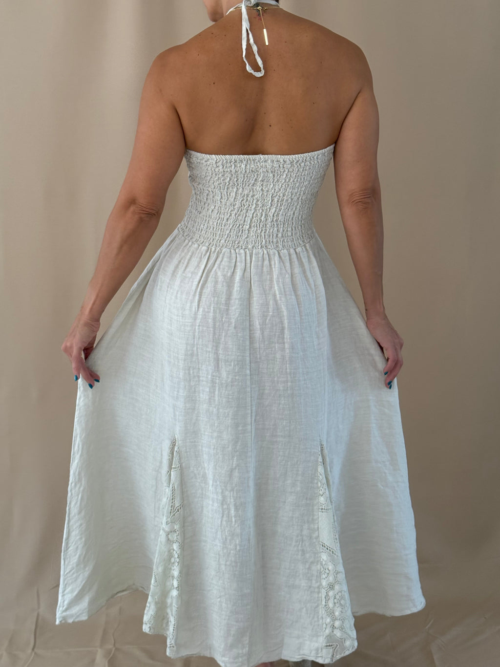 Ivory Grace Linen Dress