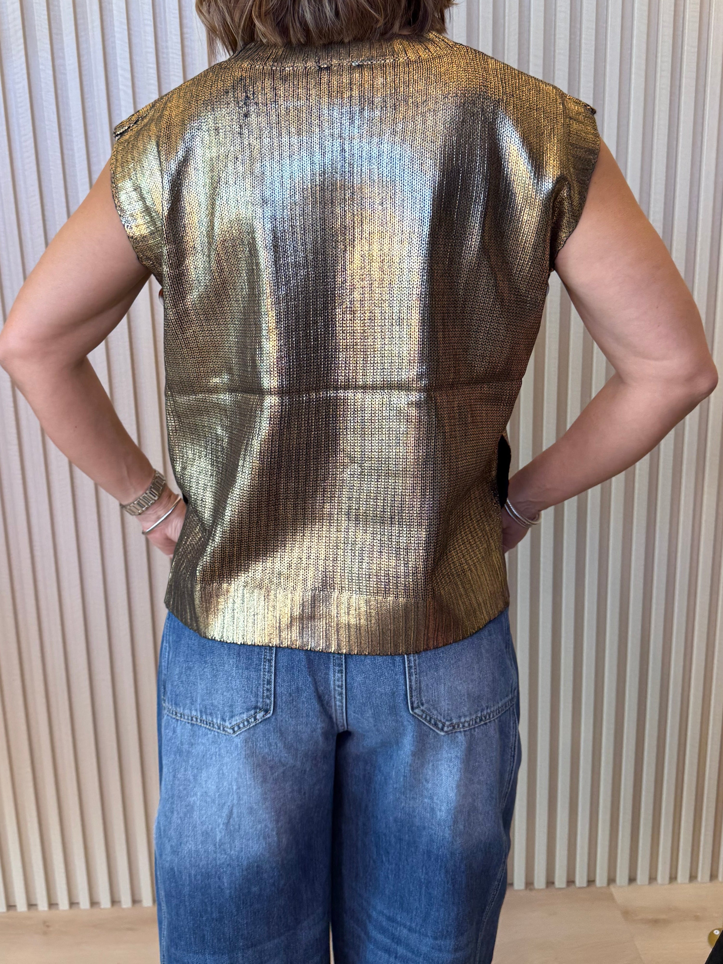 Metallic Sweater Vest