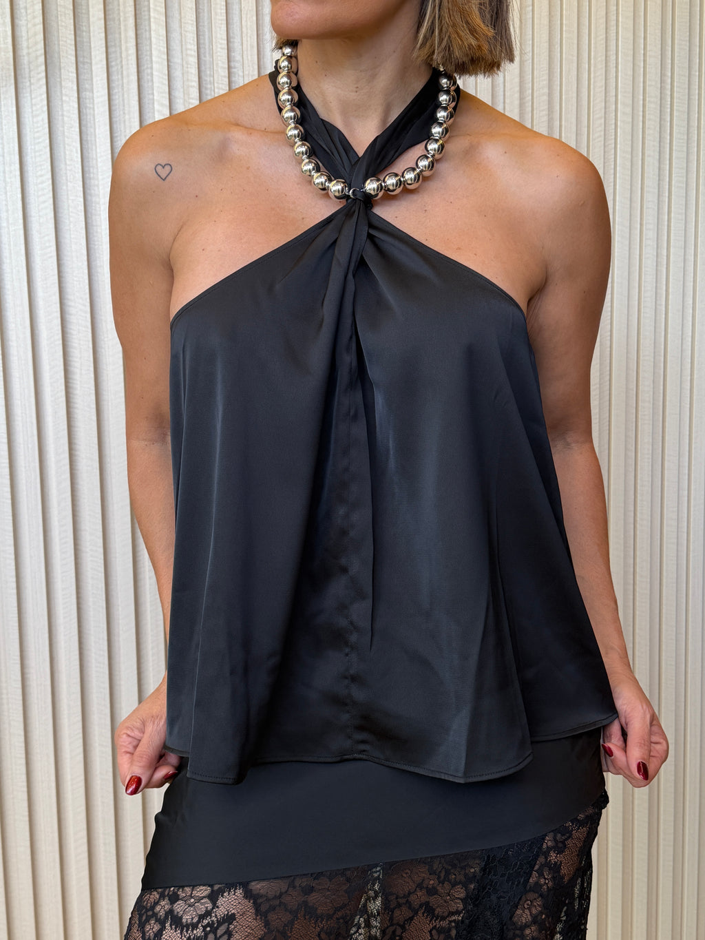 Halter Top with Silver Beads