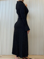 Rhinestone Cutout Maxi Dress