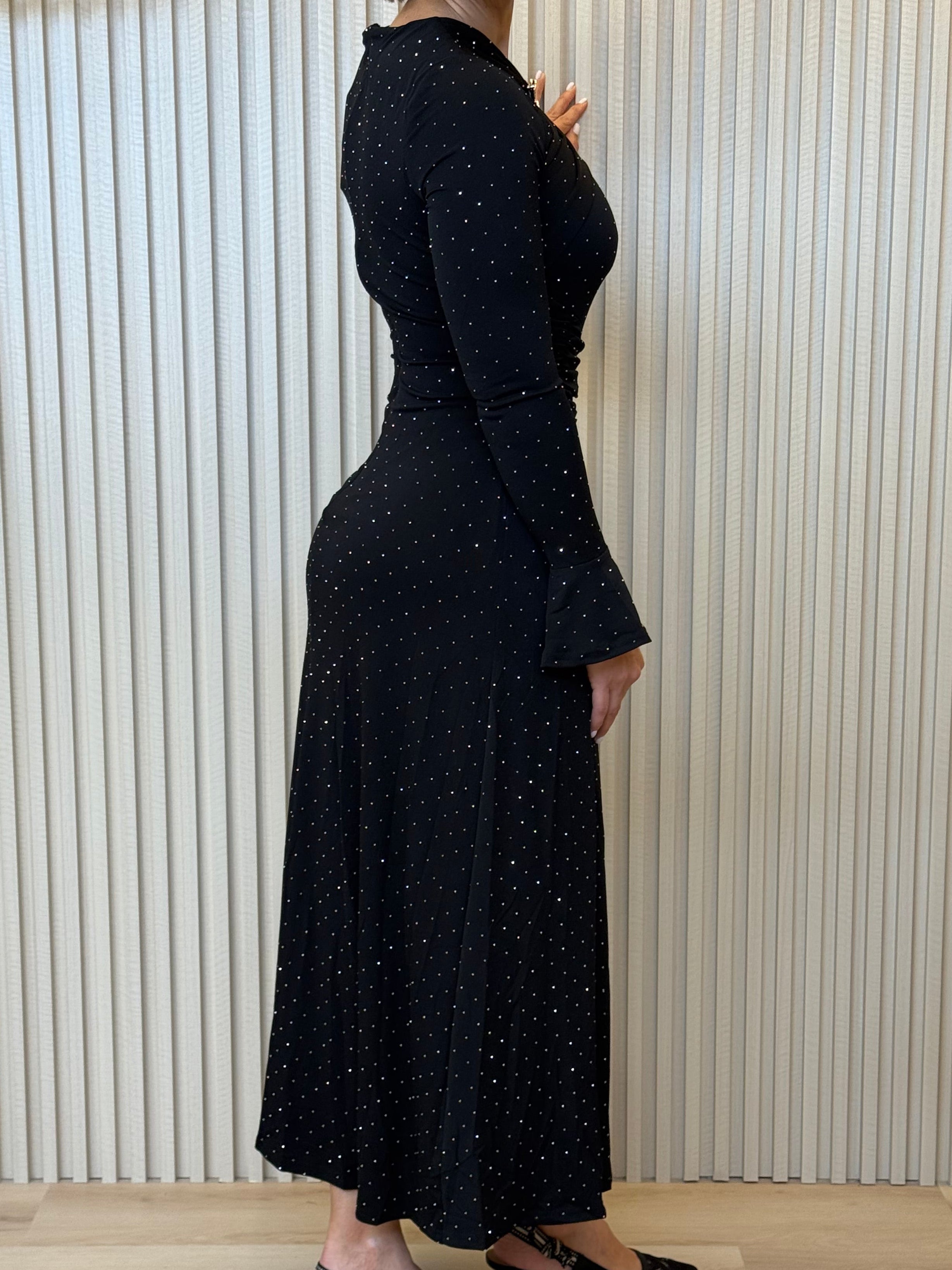 Rhinestone Cutout Maxi Dress