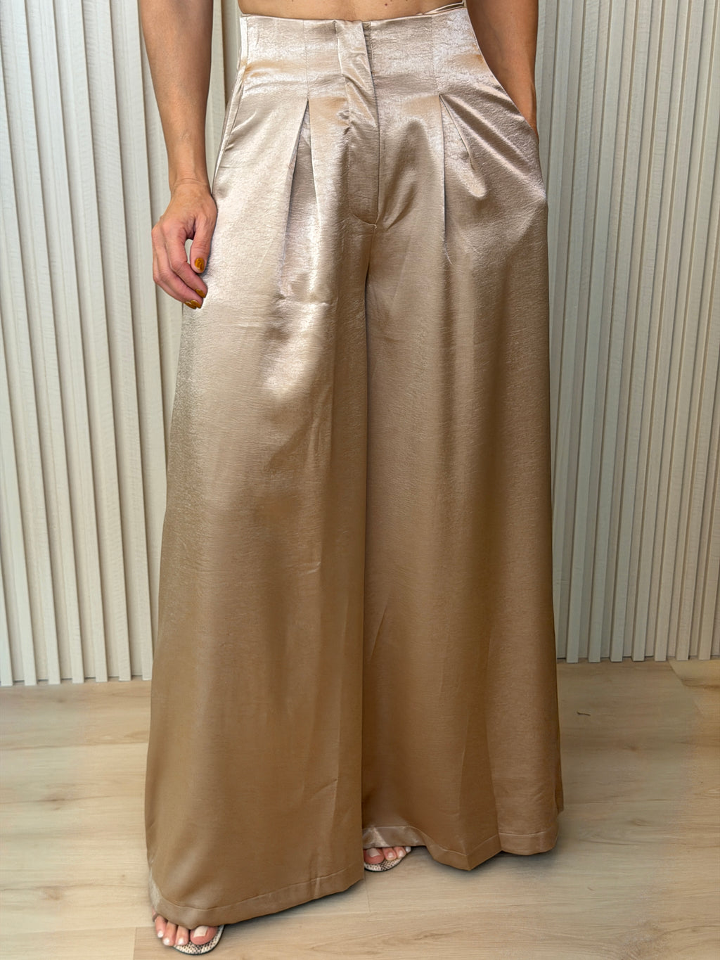Ivory Satin Palazzo