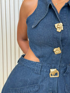 Cutout Denim Midi Dress