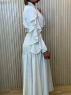 Collared Long Ruffle Sleeve Dress