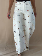 Denim Puppy Print Pants