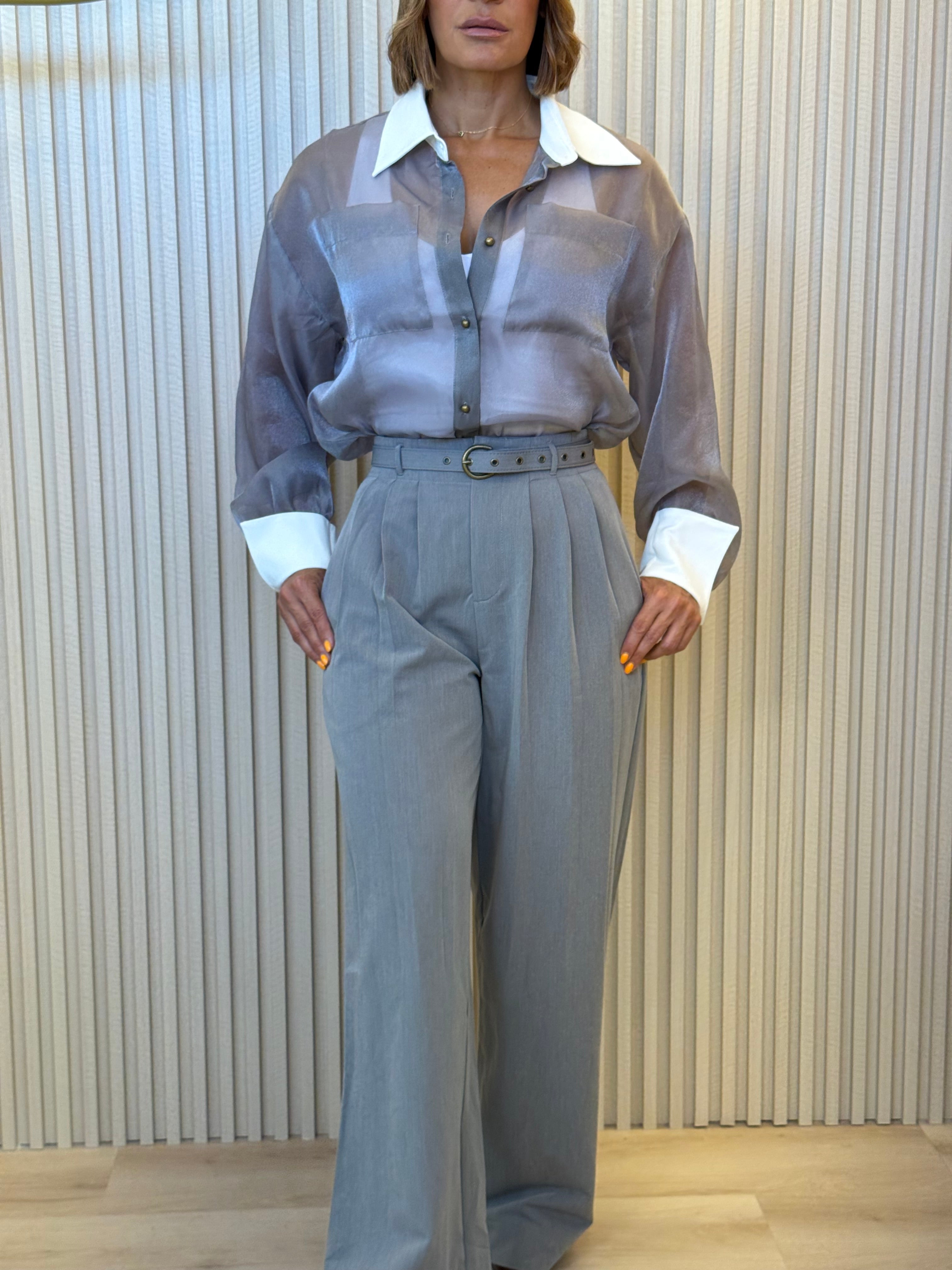 Long Contrast Cuff Sheer Set
