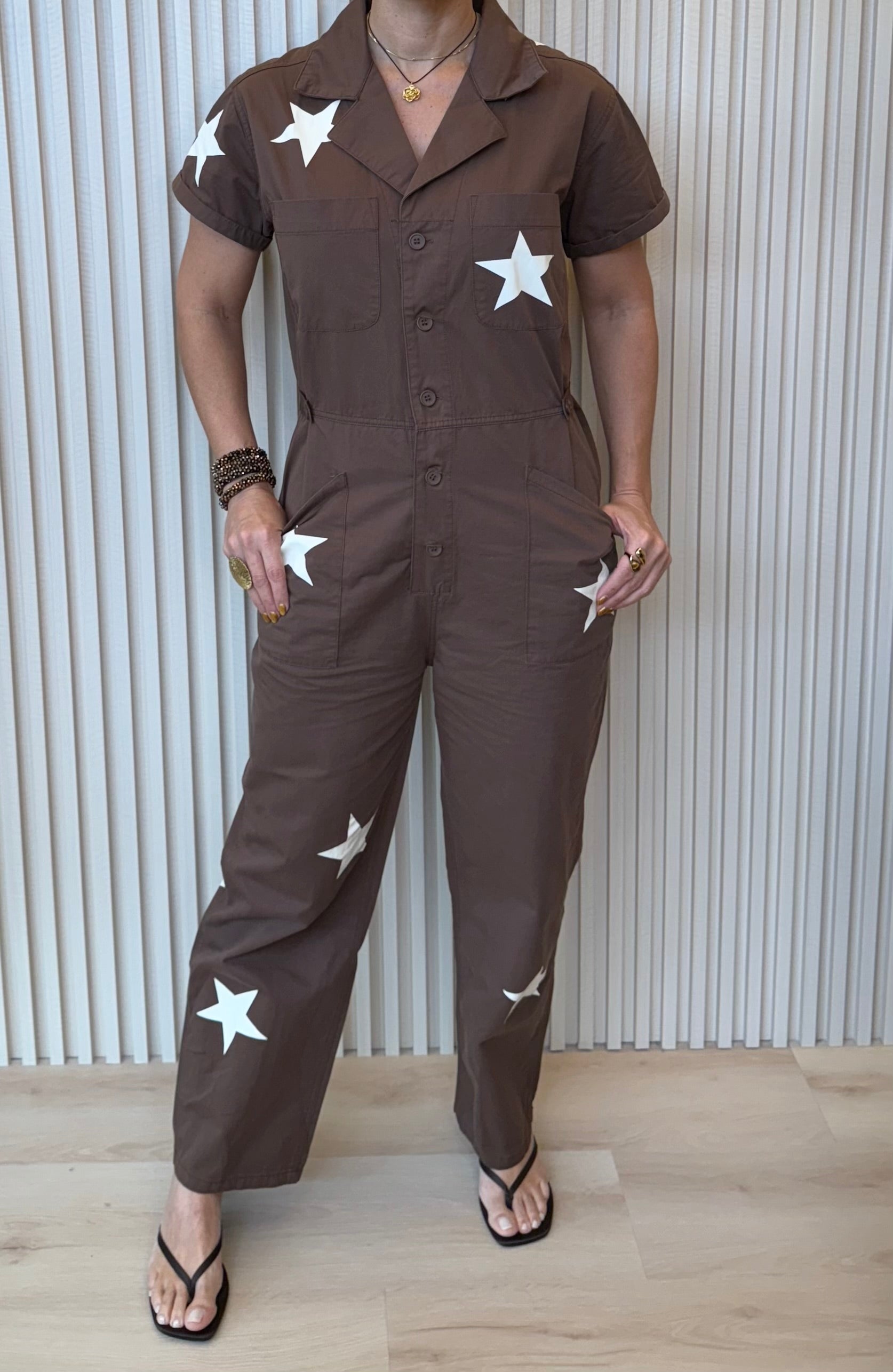 Brown Star Romper