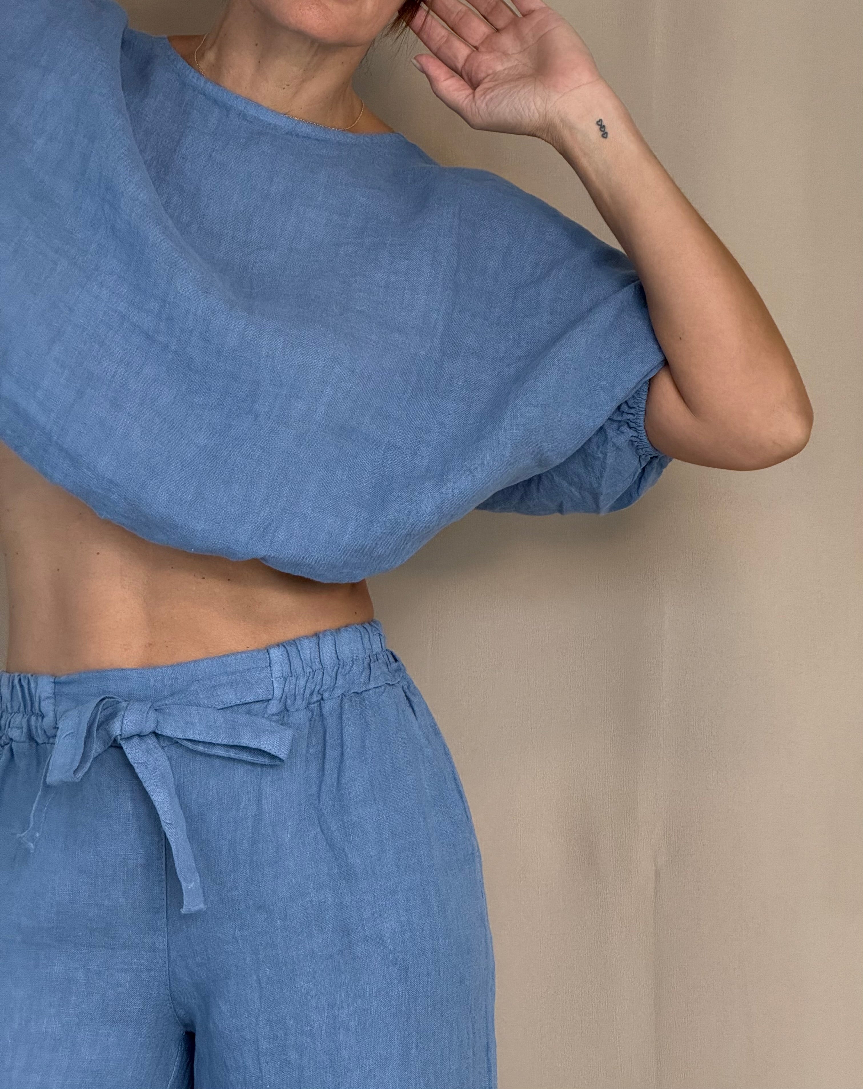 Dusty Blue Linen Lounge Set