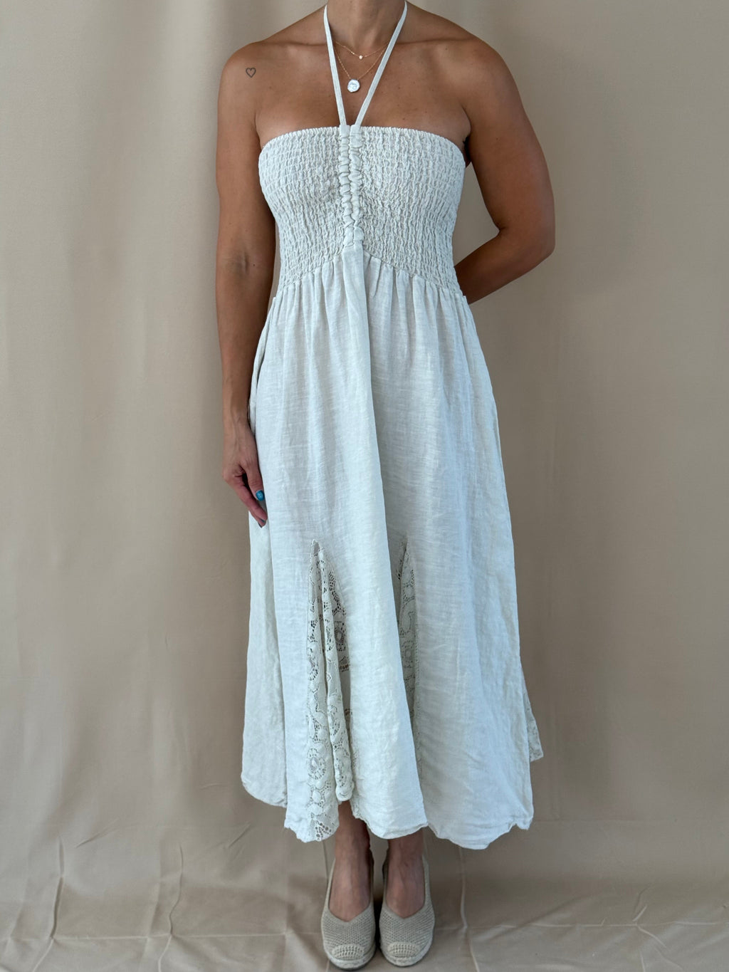 Ivory Grace Linen Dress