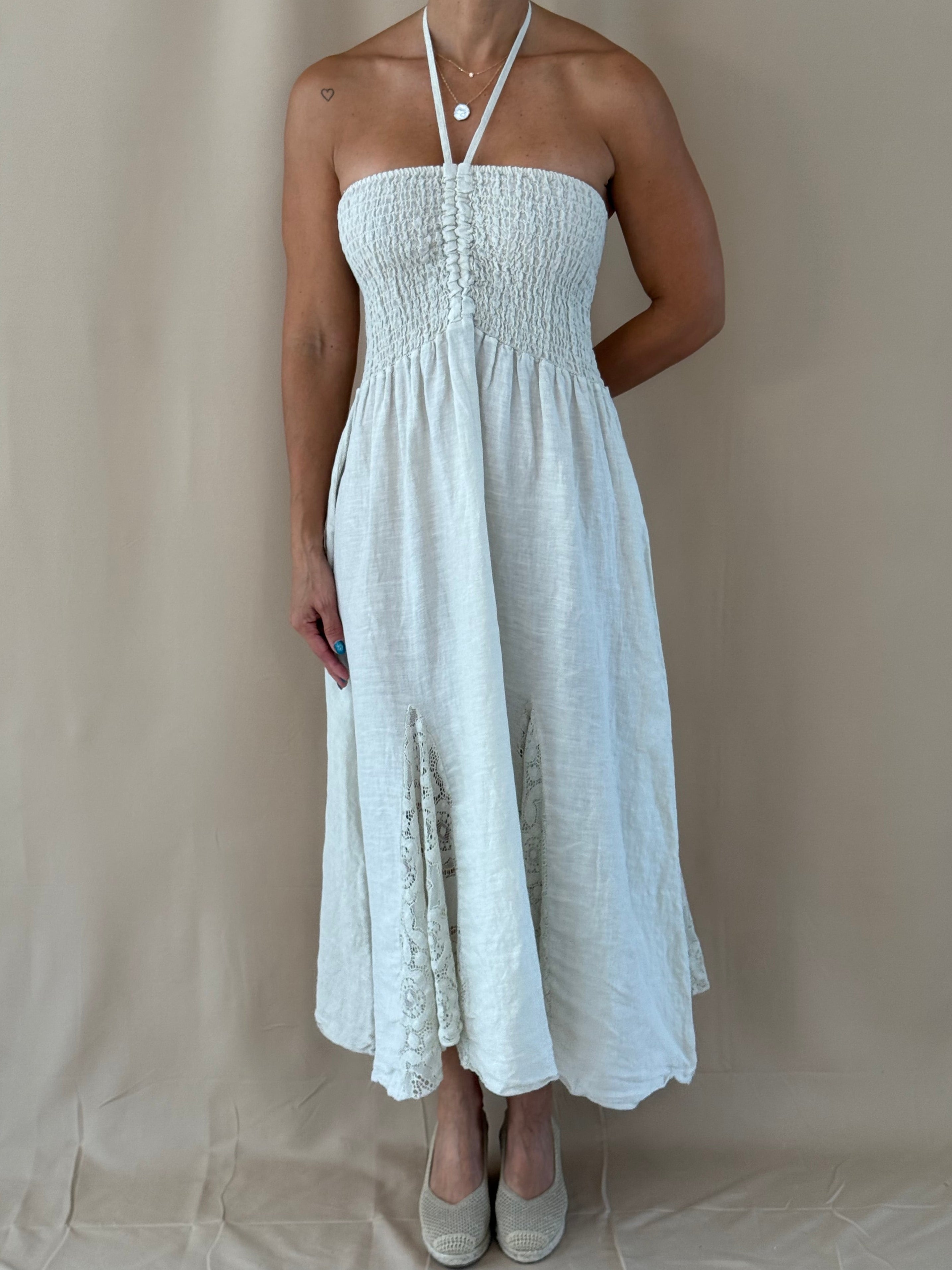 Ivory Grace Linen Dress
