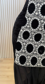 Black Velvet Crochet Mesh Hem Dress