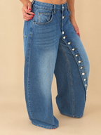 High-waist Button Barrel Jean