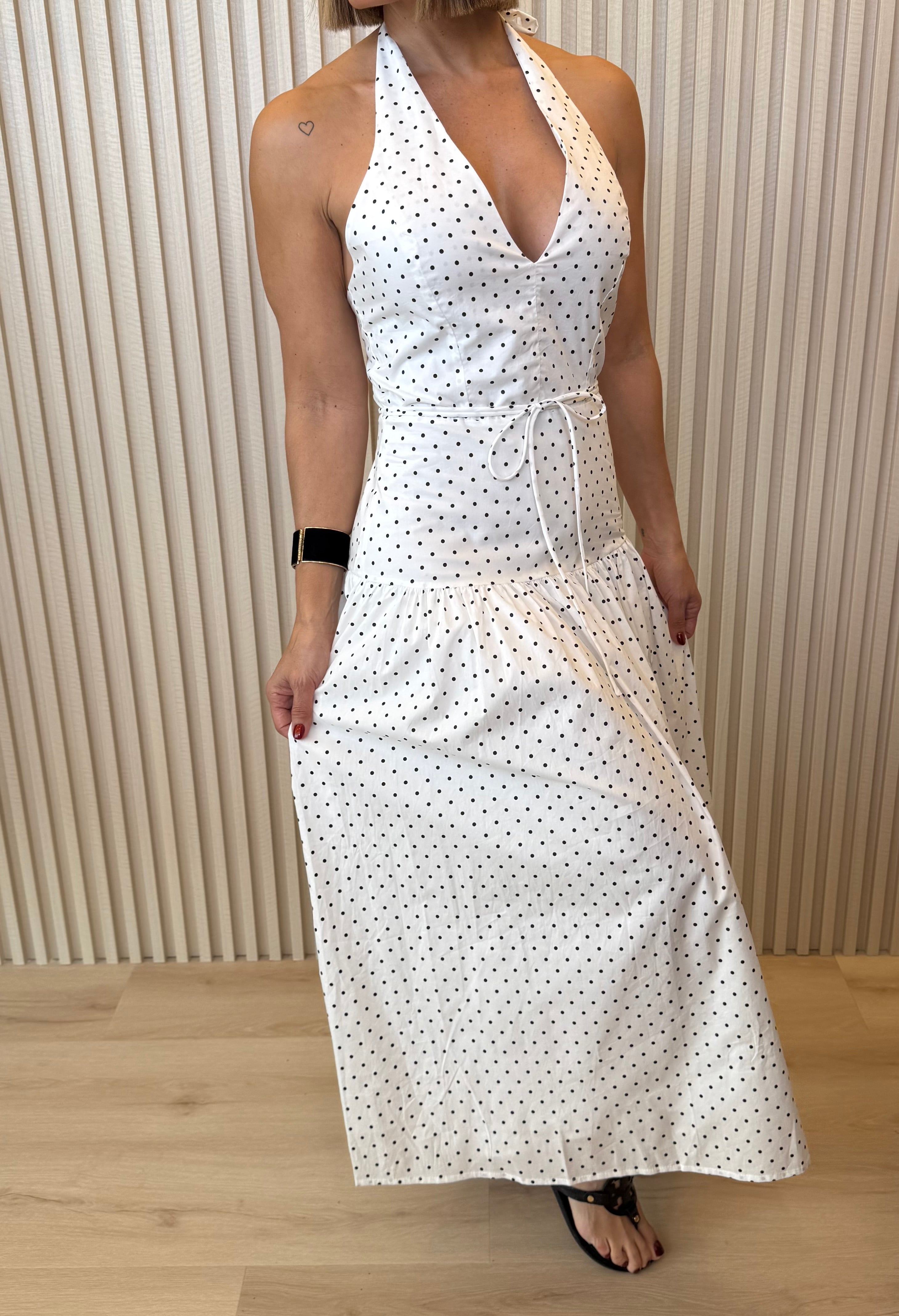 Polkadot Halter Maxi Dress