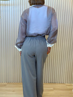Long Contrast Cuff Sheer Set