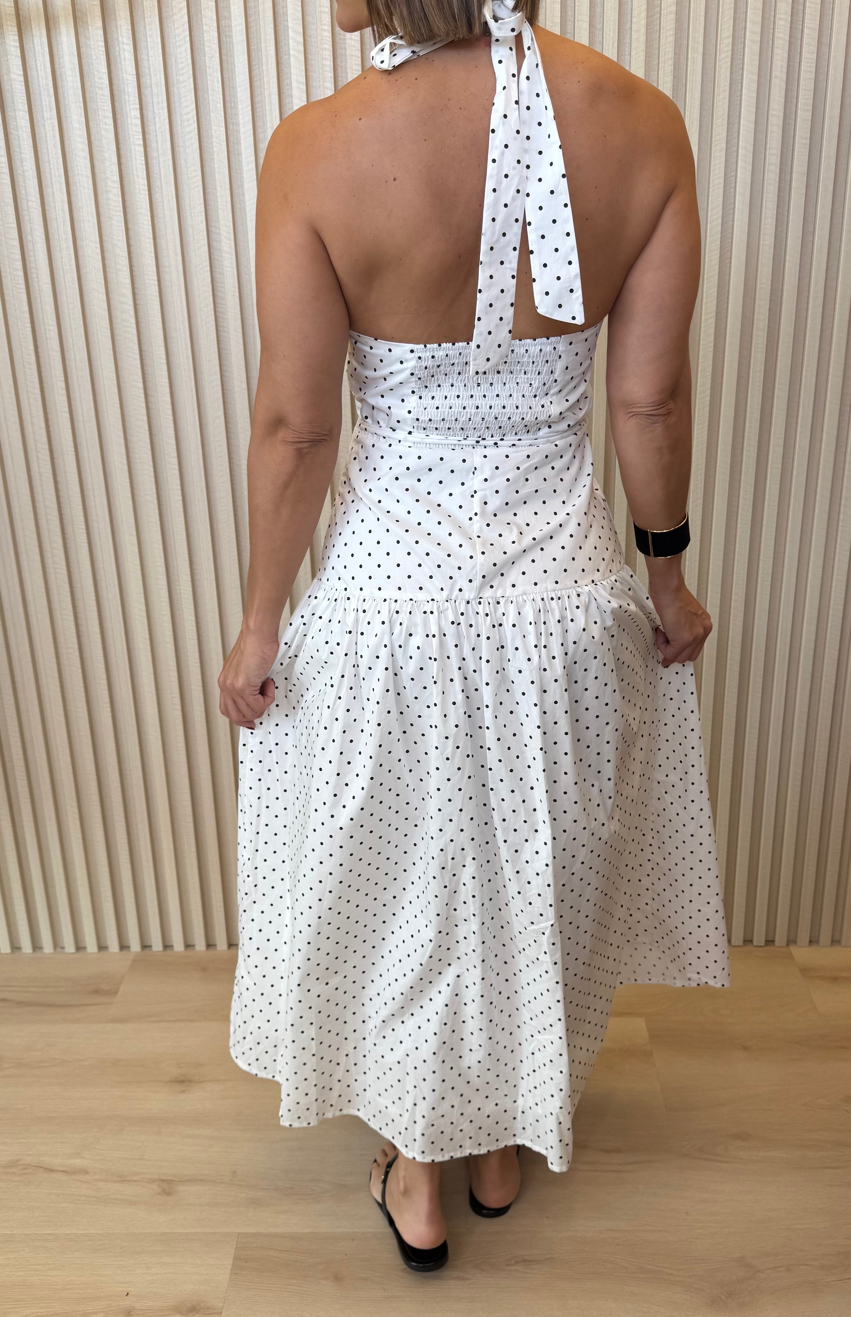 Polkadot Halter Maxi Dress
