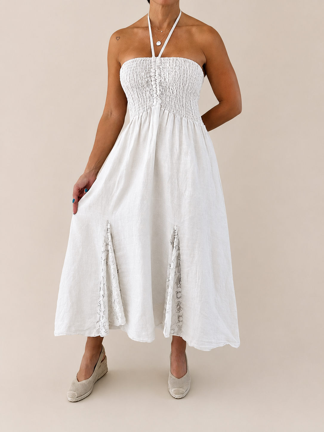 Ivory Grace Linen Dress