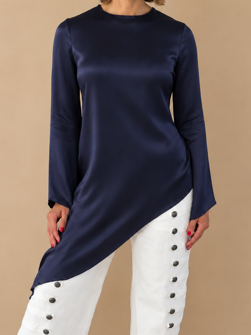 Indigo Satin Blouse