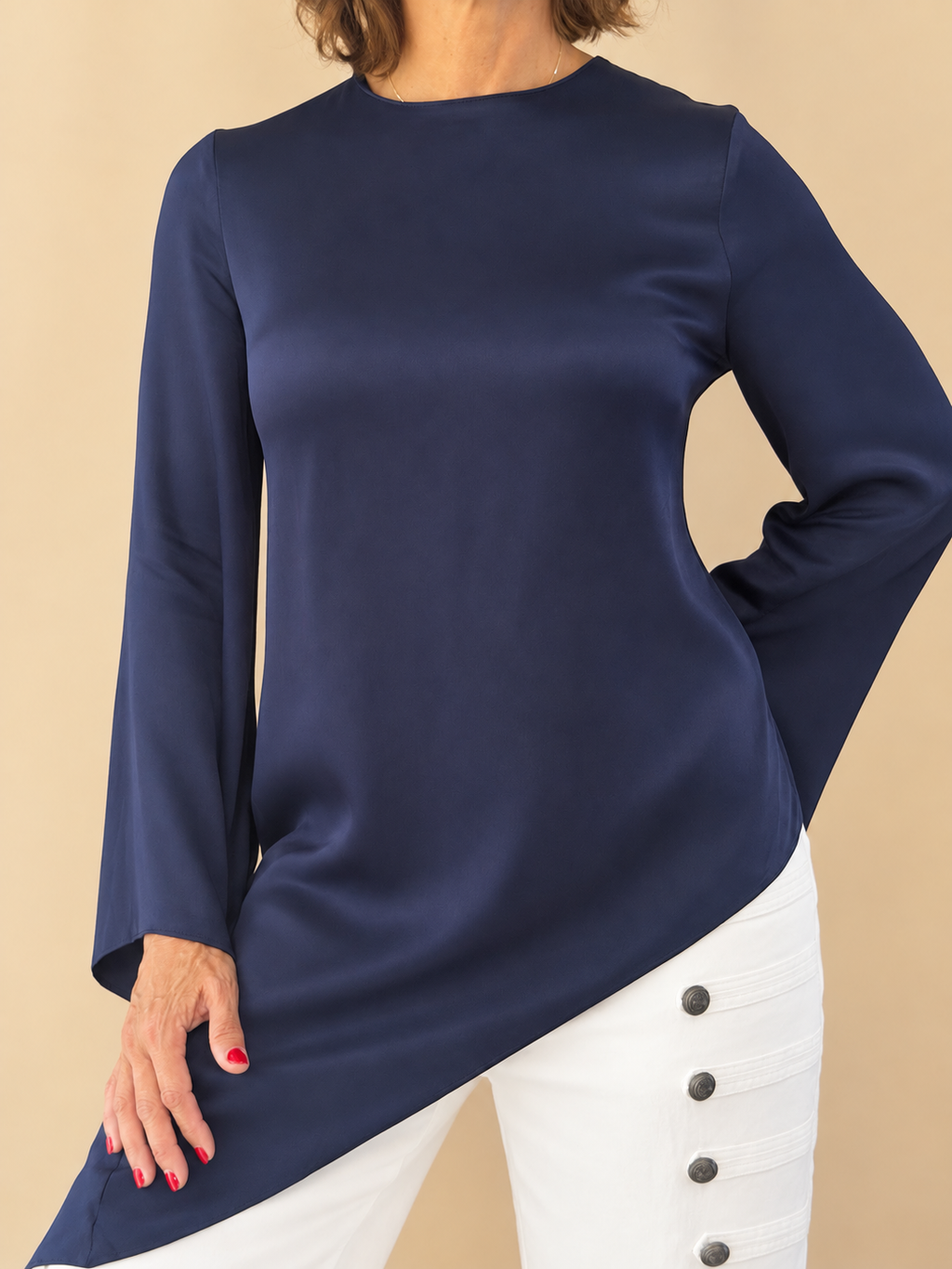 Indigo Satin Blouse