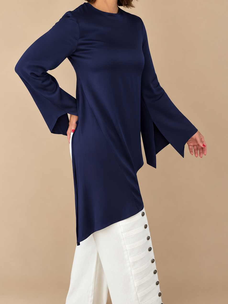Indigo Satin Blouse
