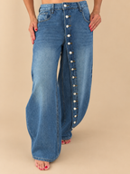 High-waist Button Barrel Jean