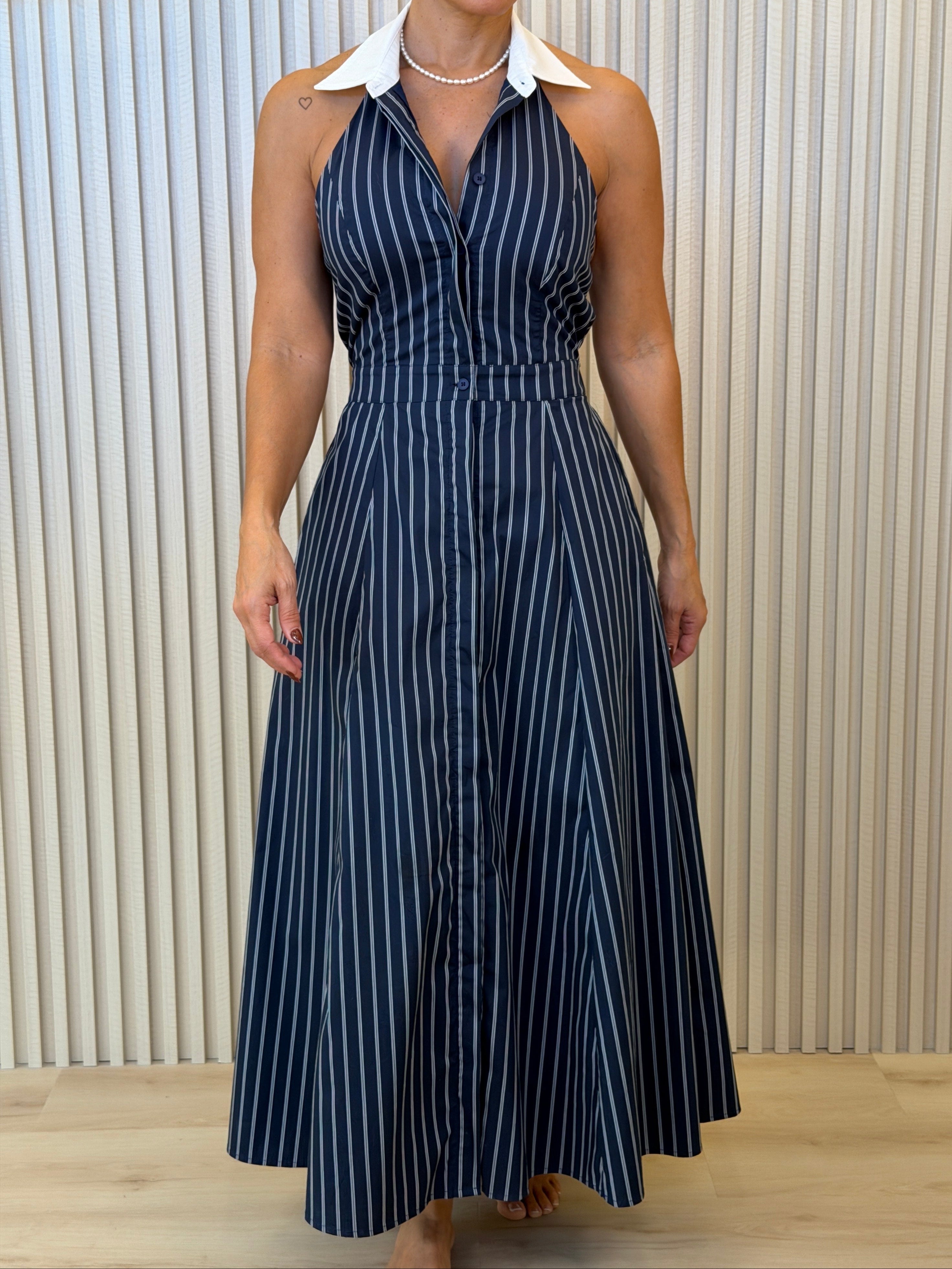 Blue Striped Shirt Dress