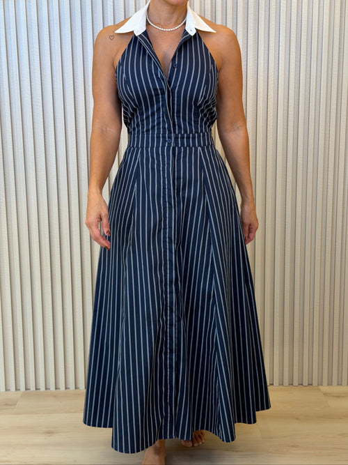 Blue Striped Shirt Dress