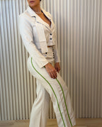 Collar Crop Blazer and Straight Pants Set