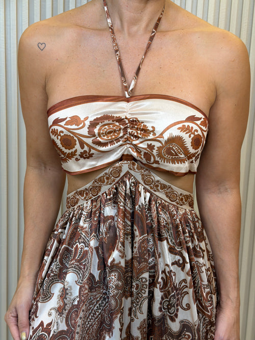 Boho Paisley Cut Out Midi Dress