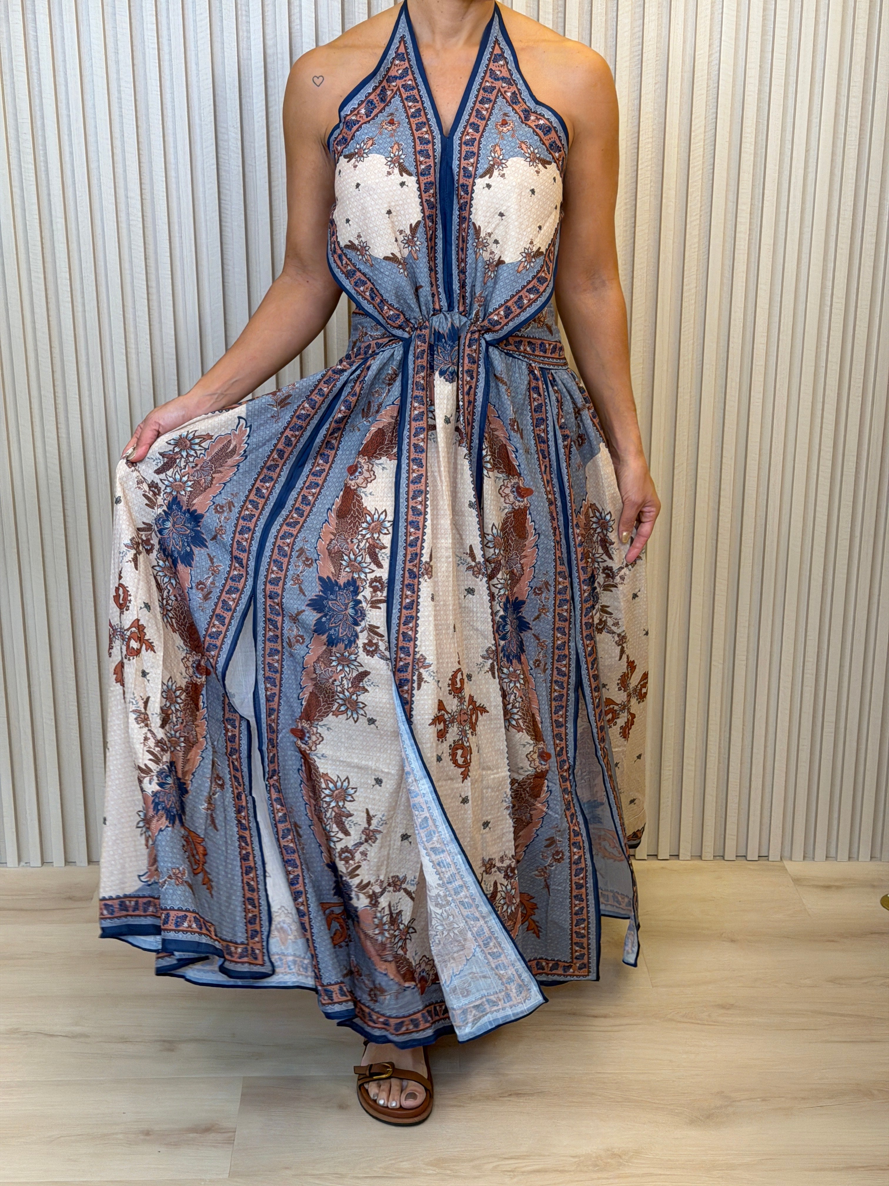 Boho Halter Neck Maxi Dress