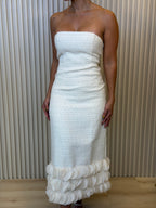 Tweed Strapless Dress With 3d Contrast